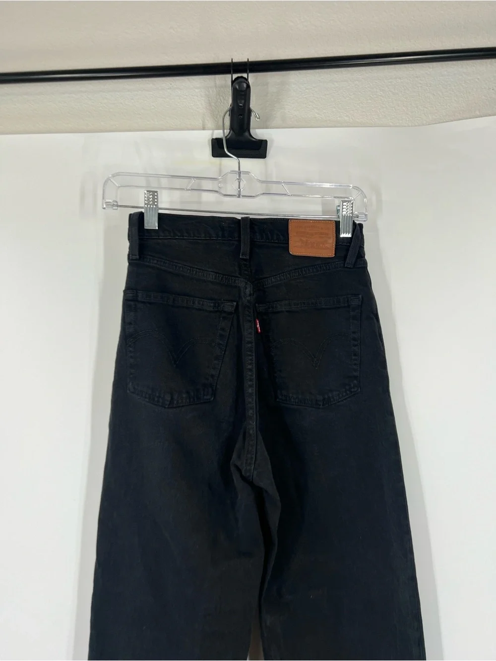 Levi’s Ribcage Straight Jeans Button Fly High Rise Black - Picture 6 of 8